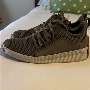 Sorel Kids Waterproof Sneakers in Olive Green with Tan Sole